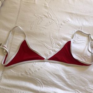 Red and white bikini top